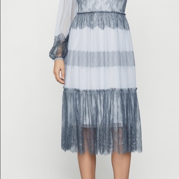 BCBG Maxazria Two-Tone Panel Lace Tulle Dress - Picture 9 of 10